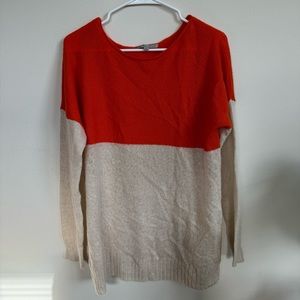 Gap Color Block Sweater Top Dark Orange and Cream